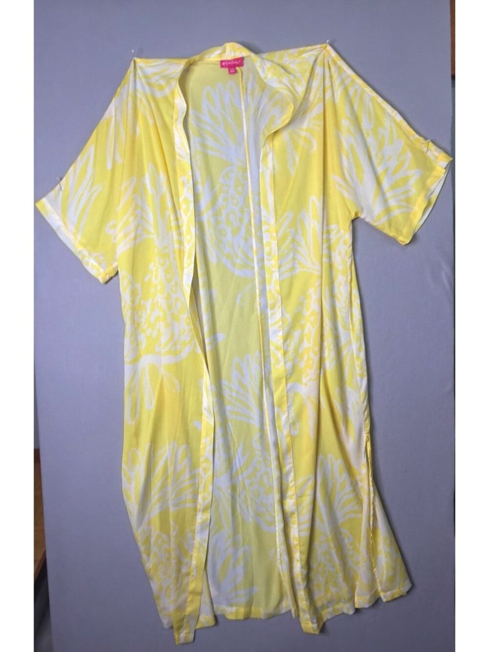 Lily Pulitzer Pineapple Cardigan Duster Sheer Cover-Up Size XL Beach Resort Trop